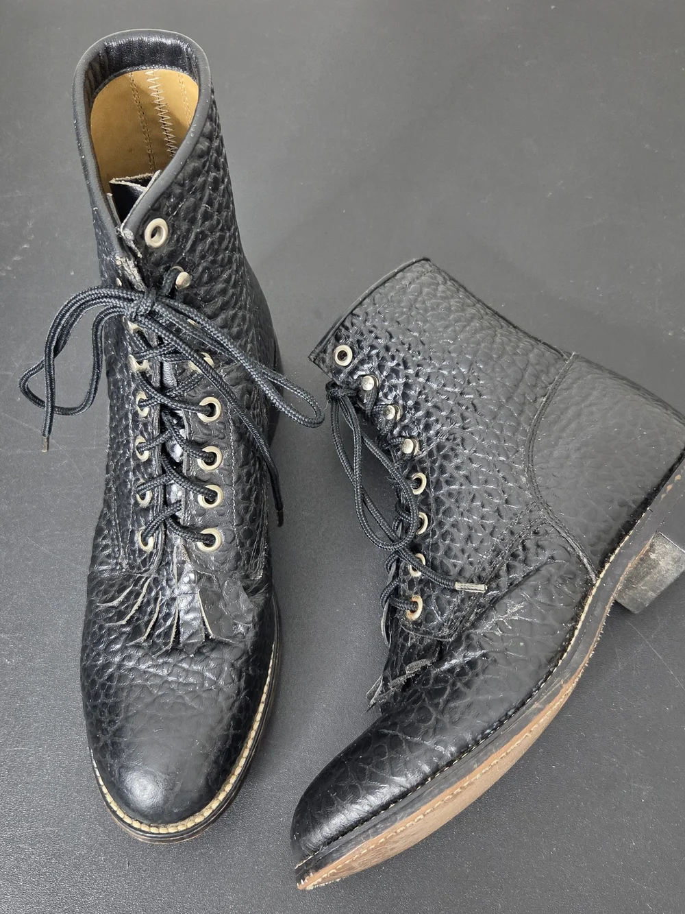 Justin Youth Bullhide Lacer Ankle Black Leather Coombat Boots